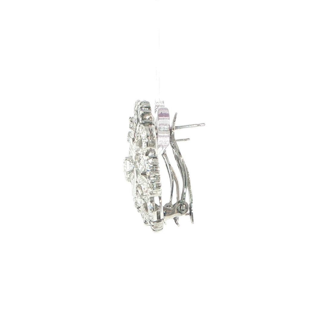 Vintage Platinum Diamond Cluster Earrings