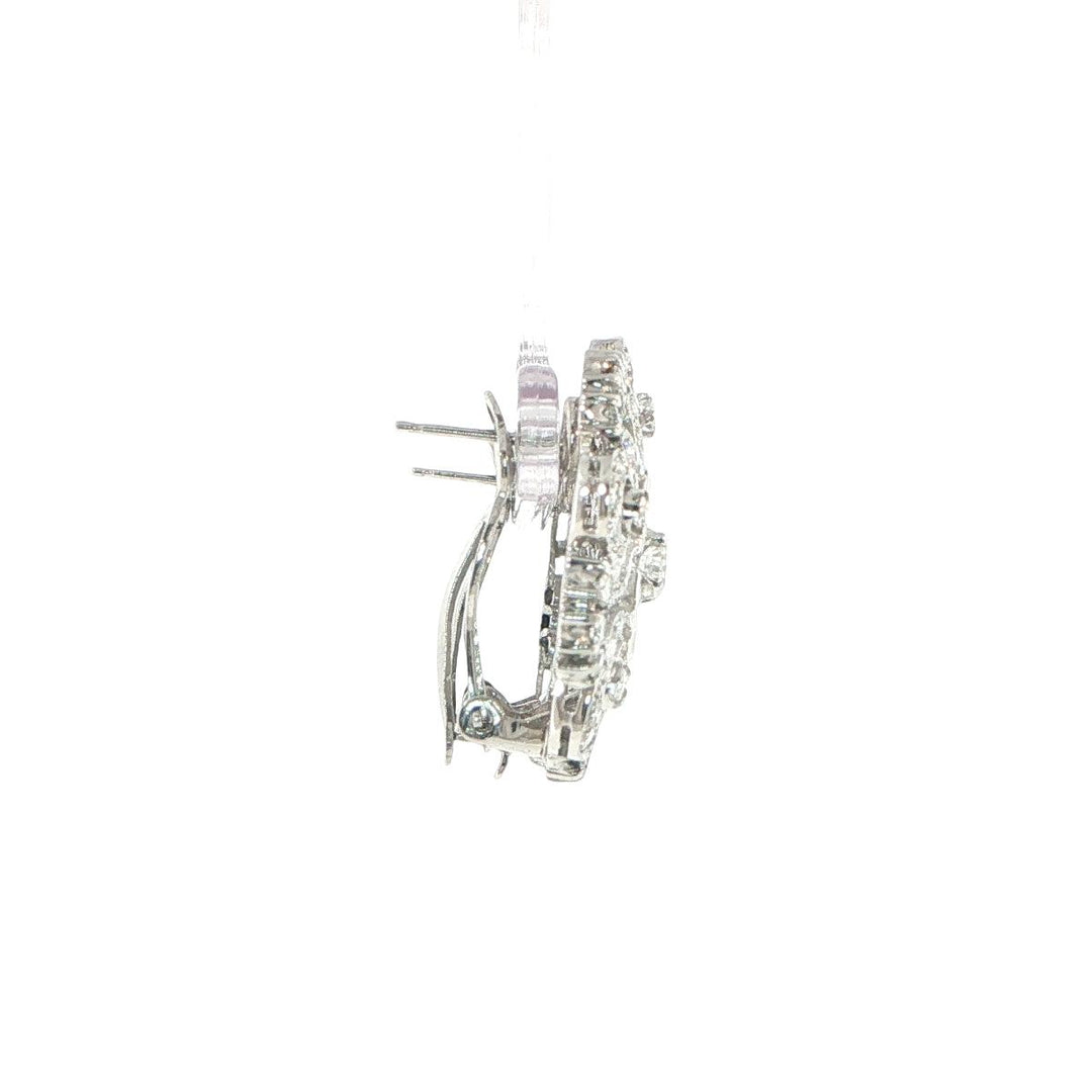 Vintage Platinum Diamond Cluster Earrings