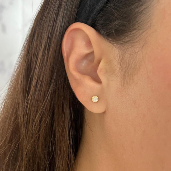 Bezel Set Diamond Stud Earrings