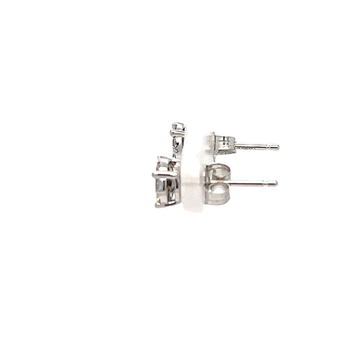 14K White Gold Diamond Cluster Stud Earrings