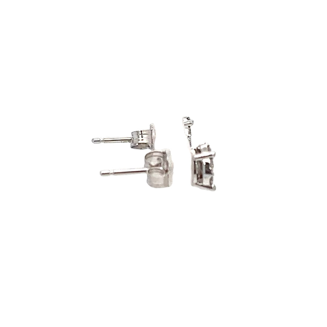 14K White Gold Diamond Cluster Stud Earrings