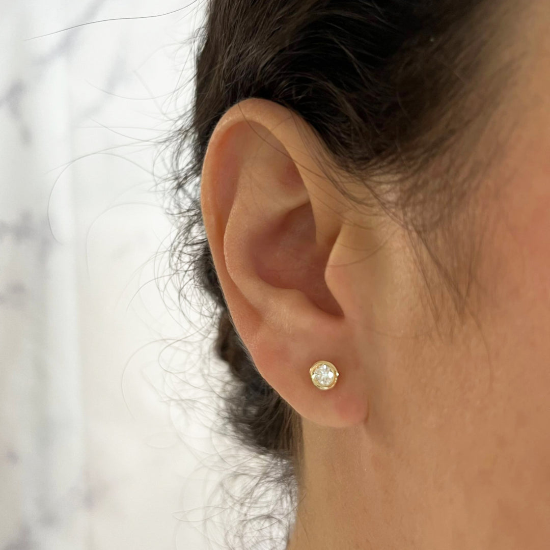 Bezel Set Diamond Stud Earrings