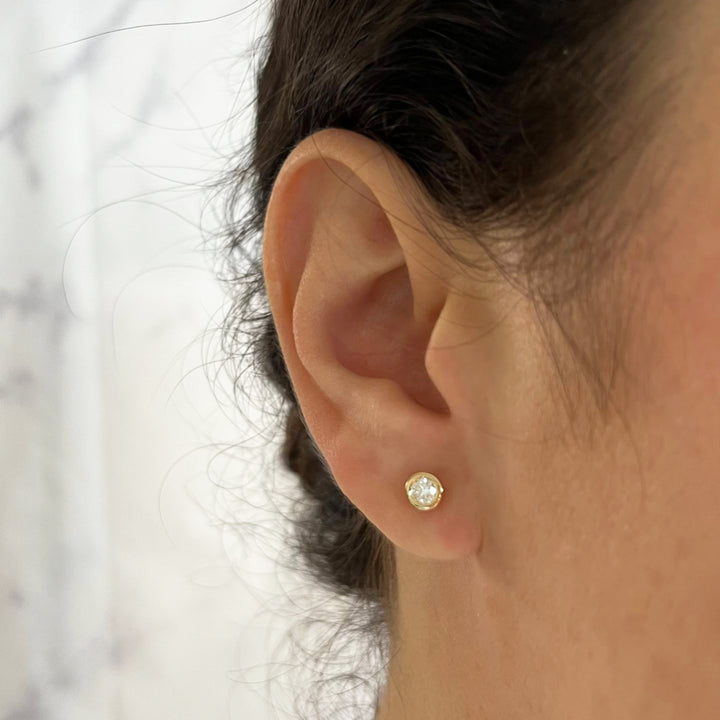 Bezel Set Diamond Stud Earrings