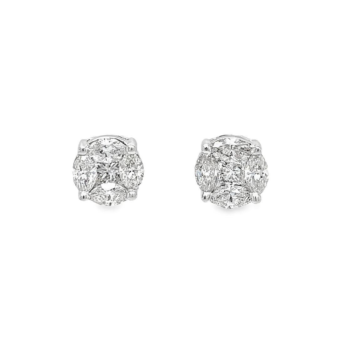 Diamond Cluster Stud Earrings