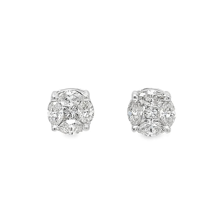 Diamond Cluster Stud Earrings