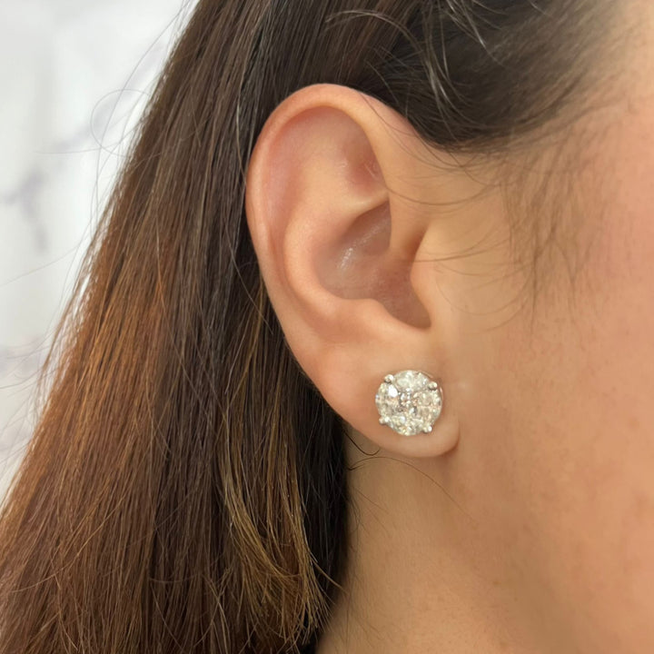Diamond Cluster Stud Earrings