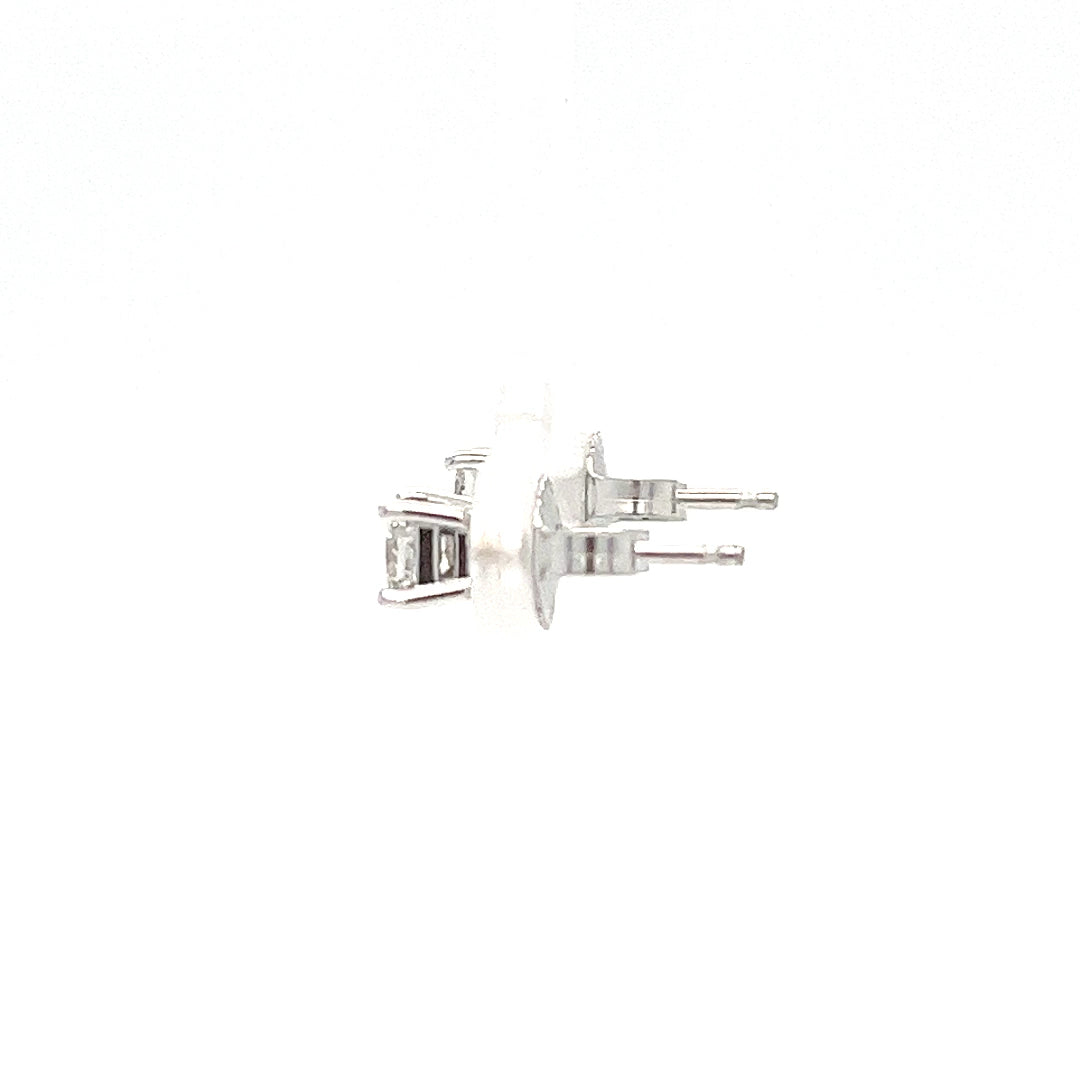 14K White Gold Princess Cut Diamond Stud Earrings