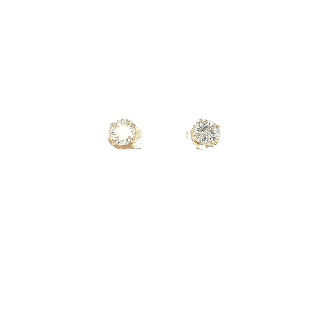 14K Yellow Gold Diamond Stud Earrings