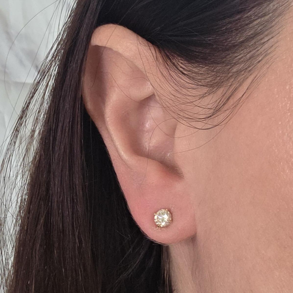 14K Yellow Gold Diamond Stud Earrings