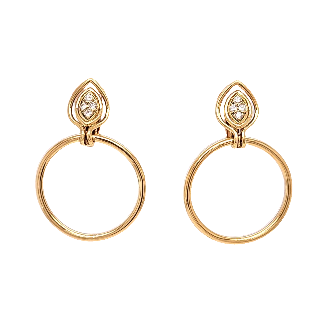 Diamond Circle Drop Earrings