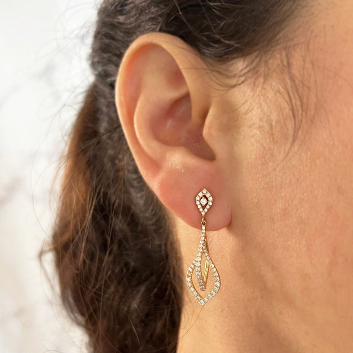 3D Diamond Dangle Earrings