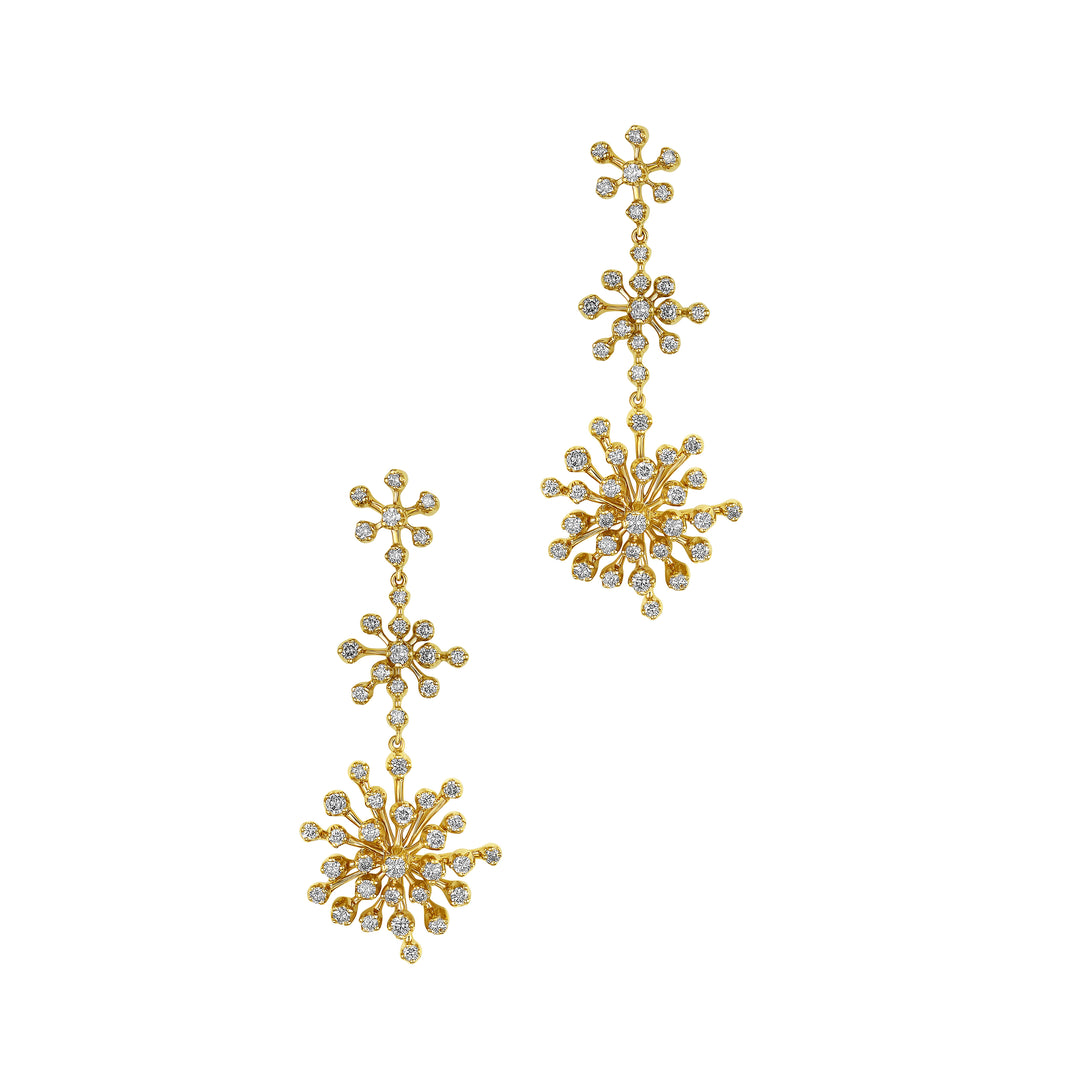 H. Stern 18K Noble Gold Snowflake Desert Diamond Drop Earrings