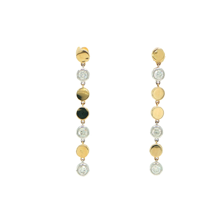 14K Two-Tone Gold Bezel Diamond Drop Earrings – 0.25 CTW