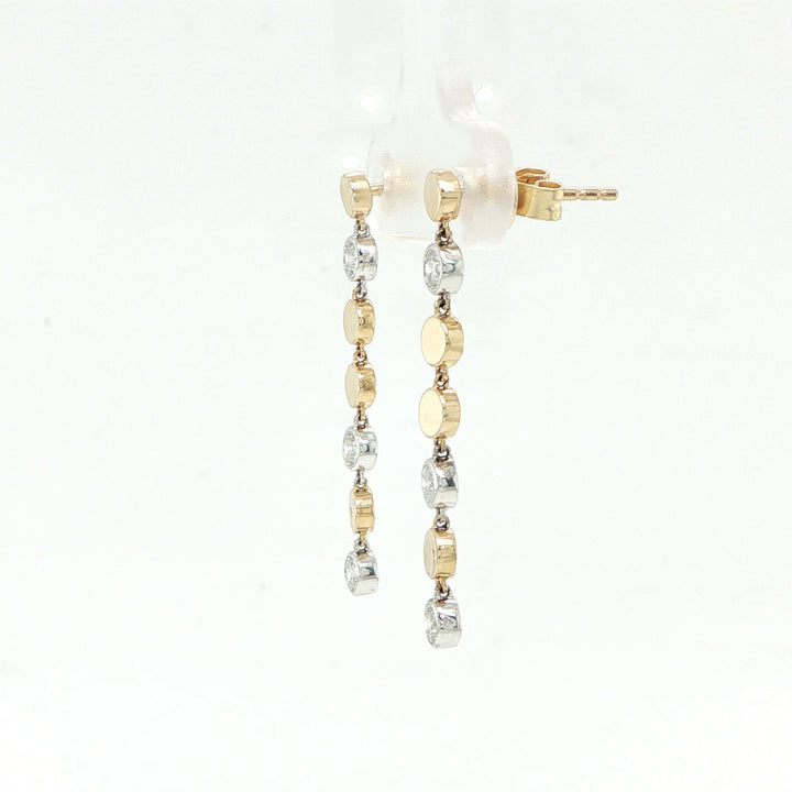 14K Two-Tone Gold Bezel Diamond Drop Earrings – 0.25 CTW