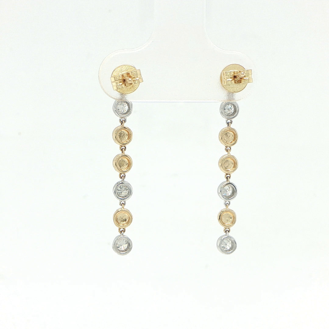 14K Two-Tone Gold Bezel Diamond Drop Earrings – 0.25 CTW