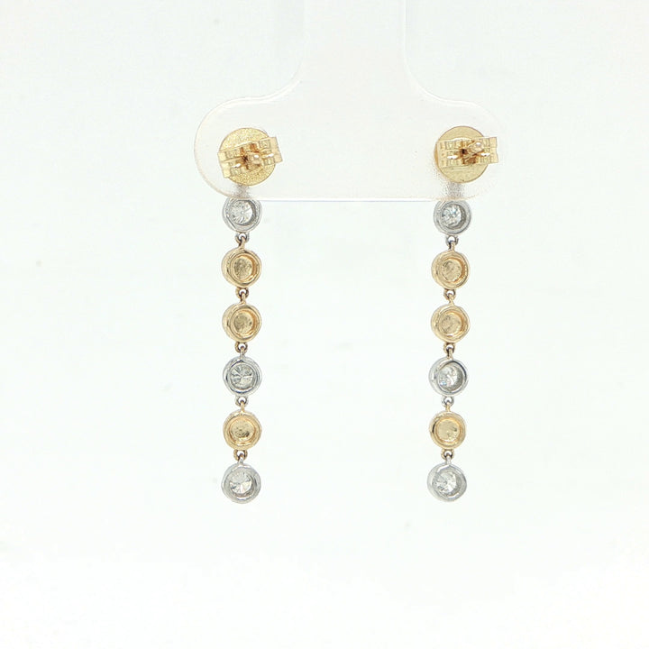 14K Two-Tone Gold Bezel Diamond Drop Earrings – 0.25 CTW