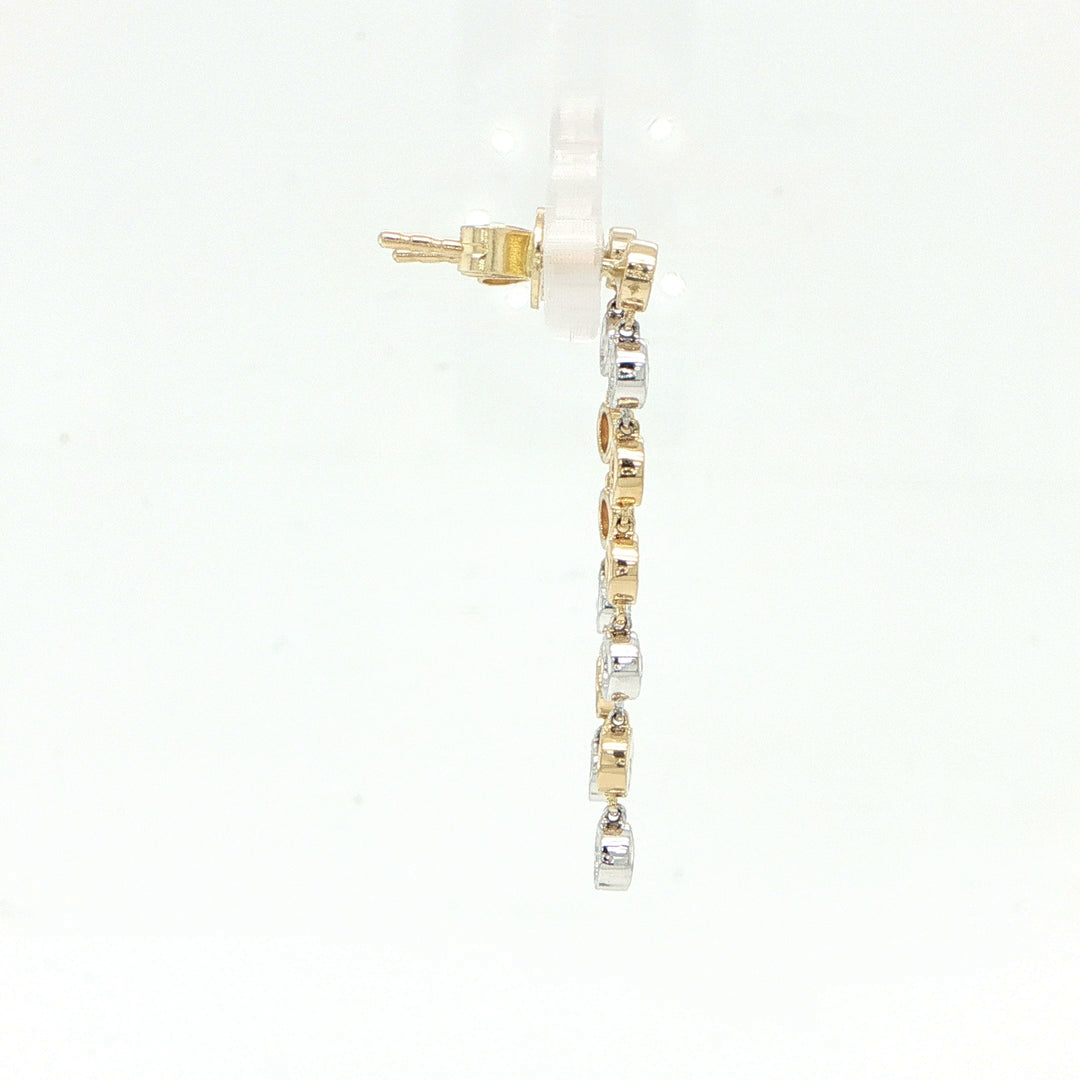 14K Two-Tone Gold Bezel Diamond Drop Earrings – 0.25 CTW