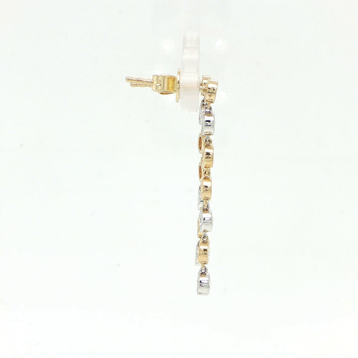 14K Two-Tone Gold Bezel Diamond Drop Earrings – 0.25 CTW