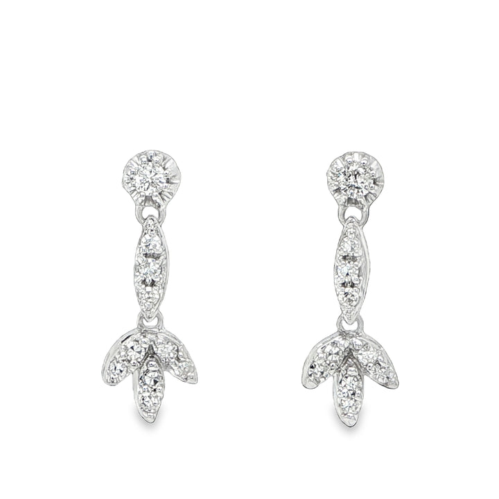 14K White Gold Diamond Drop Earrings