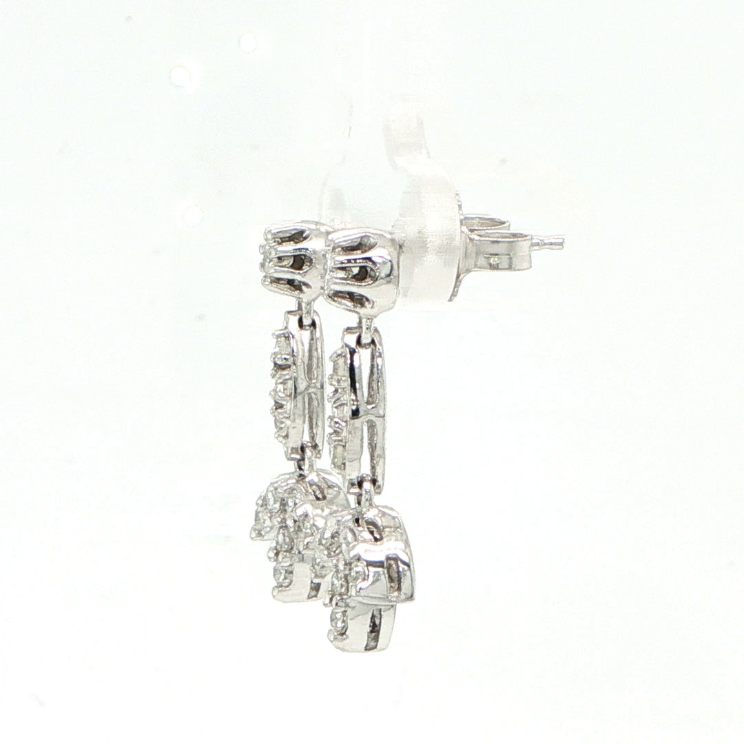14K White Gold Diamond Drop Earrings