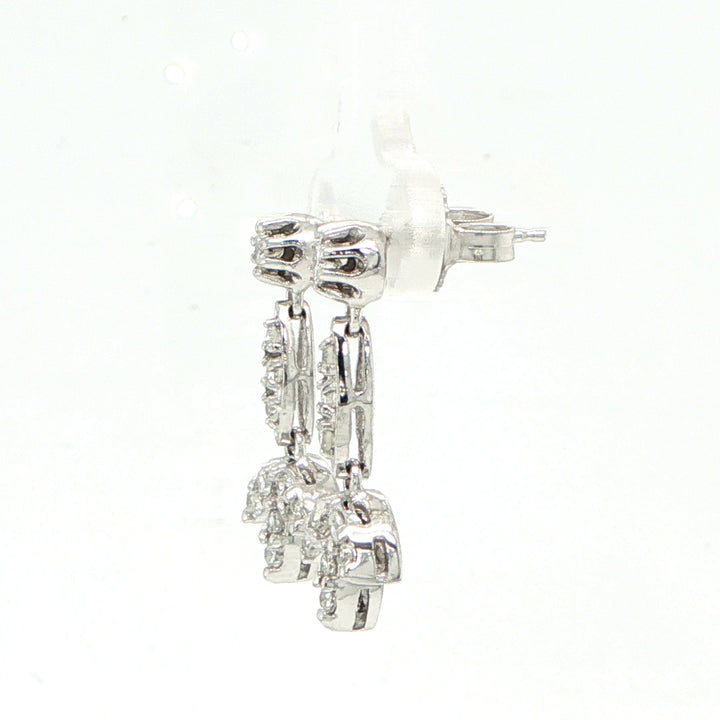 14K White Gold Diamond Drop Earrings