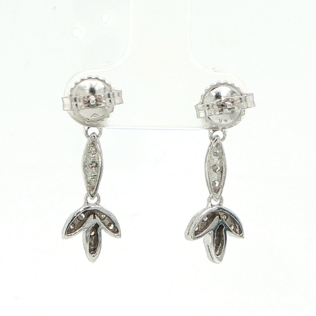 14K White Gold Diamond Drop Earrings