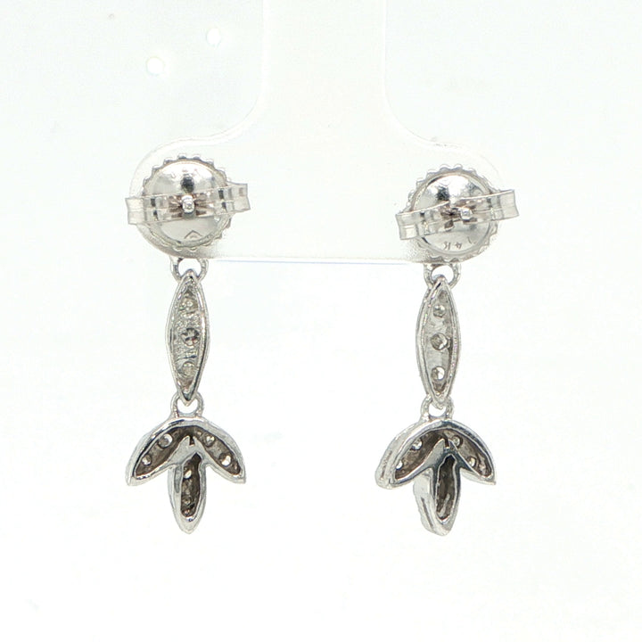 14K White Gold Diamond Drop Earrings
