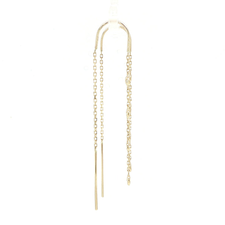 14K Yellow Gold Bezel Diamond Threader Earrings