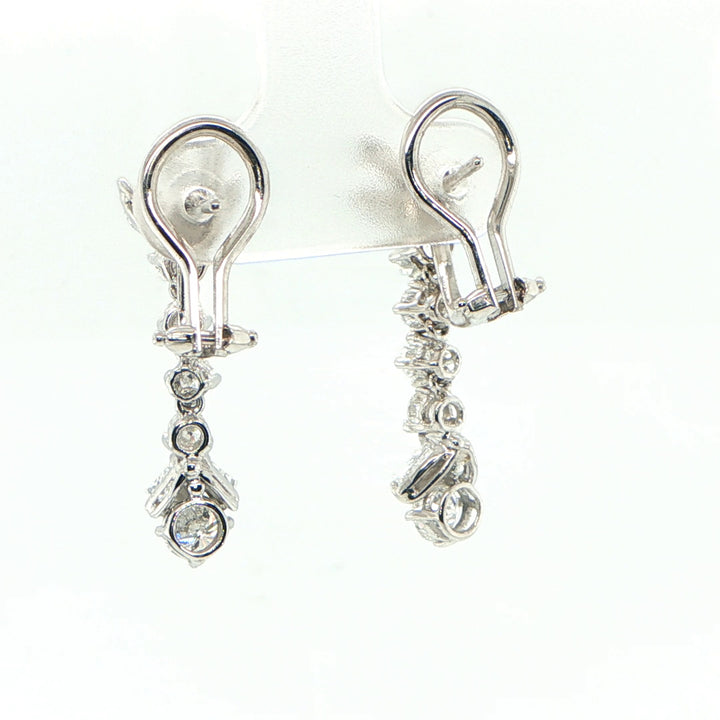 14K White Gold Multi-Cut Diamond Drop Earrings