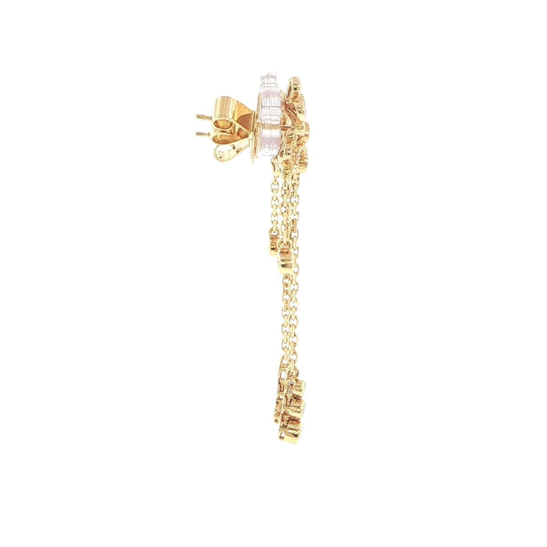 18K Yellow Gold Diamond Floral Drop Earrings