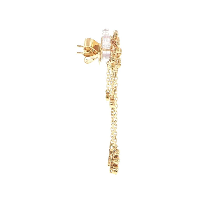 18K Yellow Gold Diamond Floral Drop Earrings