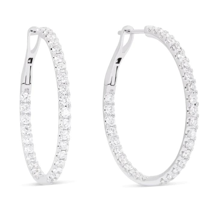 35mm Diamond In and Out Hoop Earrings