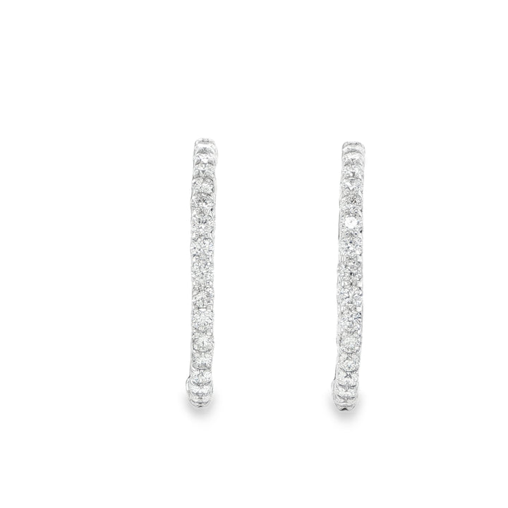 14K White Gold In Out Diamond Hoop Earrings
