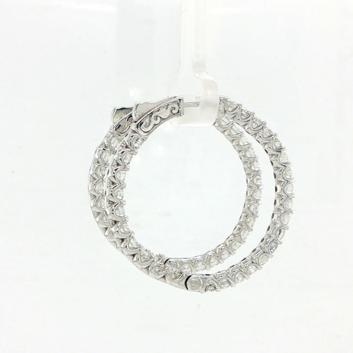 14K White Gold In Out Diamond Hoop Earrings