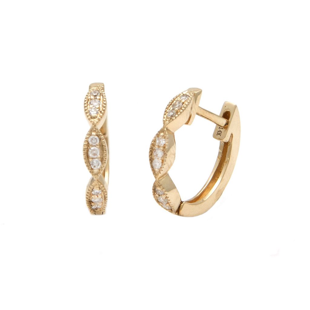 Scalloped Diamond Huggie Earrings