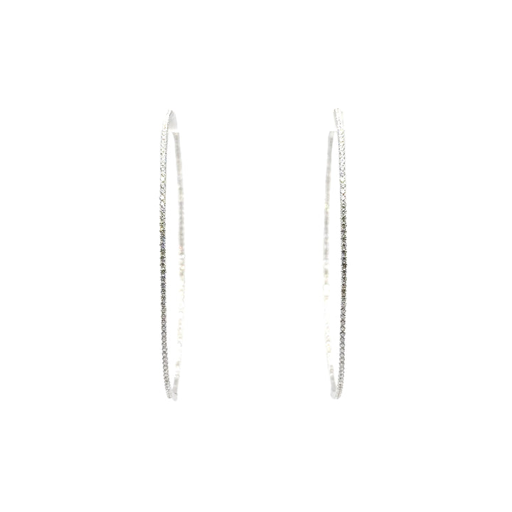 Large Thin In and Out Diamond Hoop Earrings