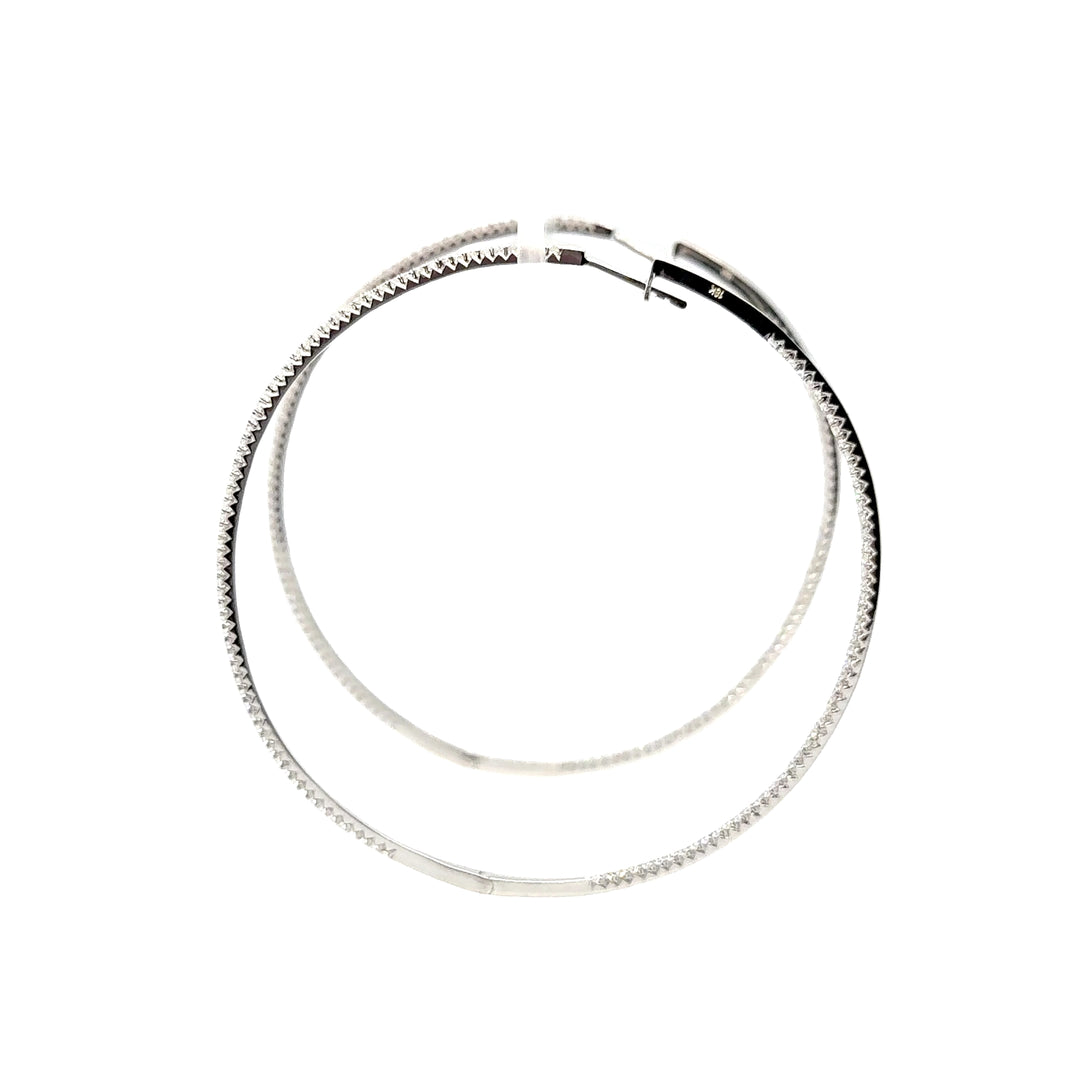 Large Thin In and Out Diamond Hoop Earrings