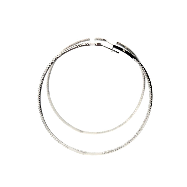 Large Thin In and Out Diamond Hoop Earrings