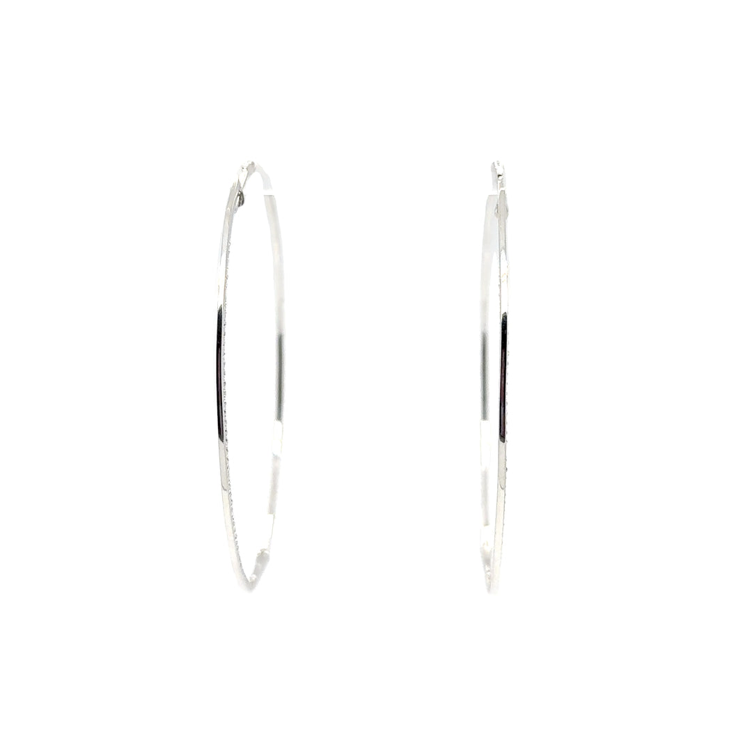 Large Thin In and Out Diamond Hoop Earrings