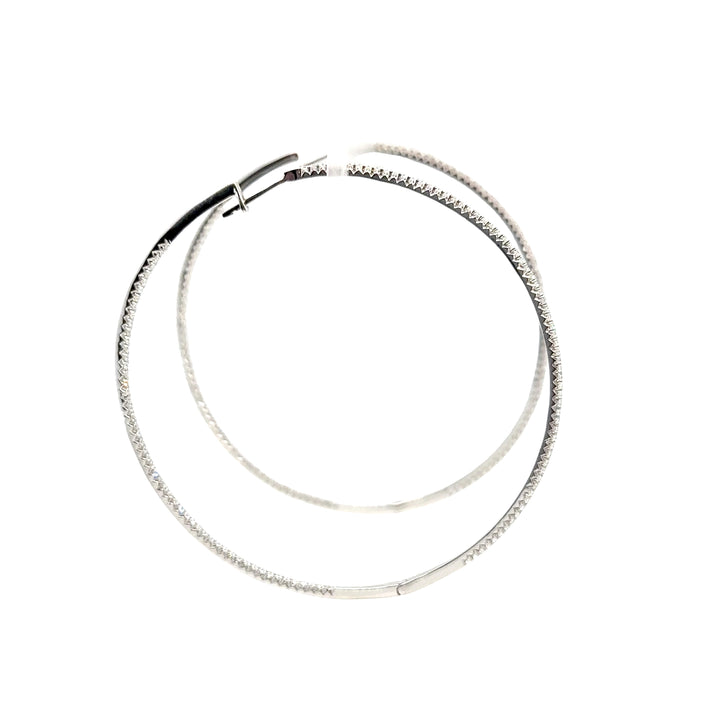 Large Thin In and Out Diamond Hoop Earrings