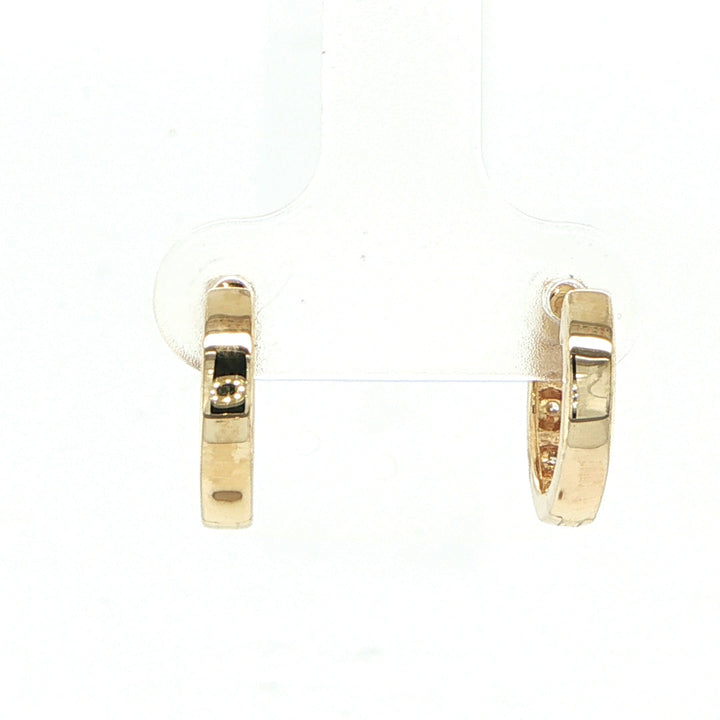 14K Yellow Diamond Huggie Hoop Earrings
