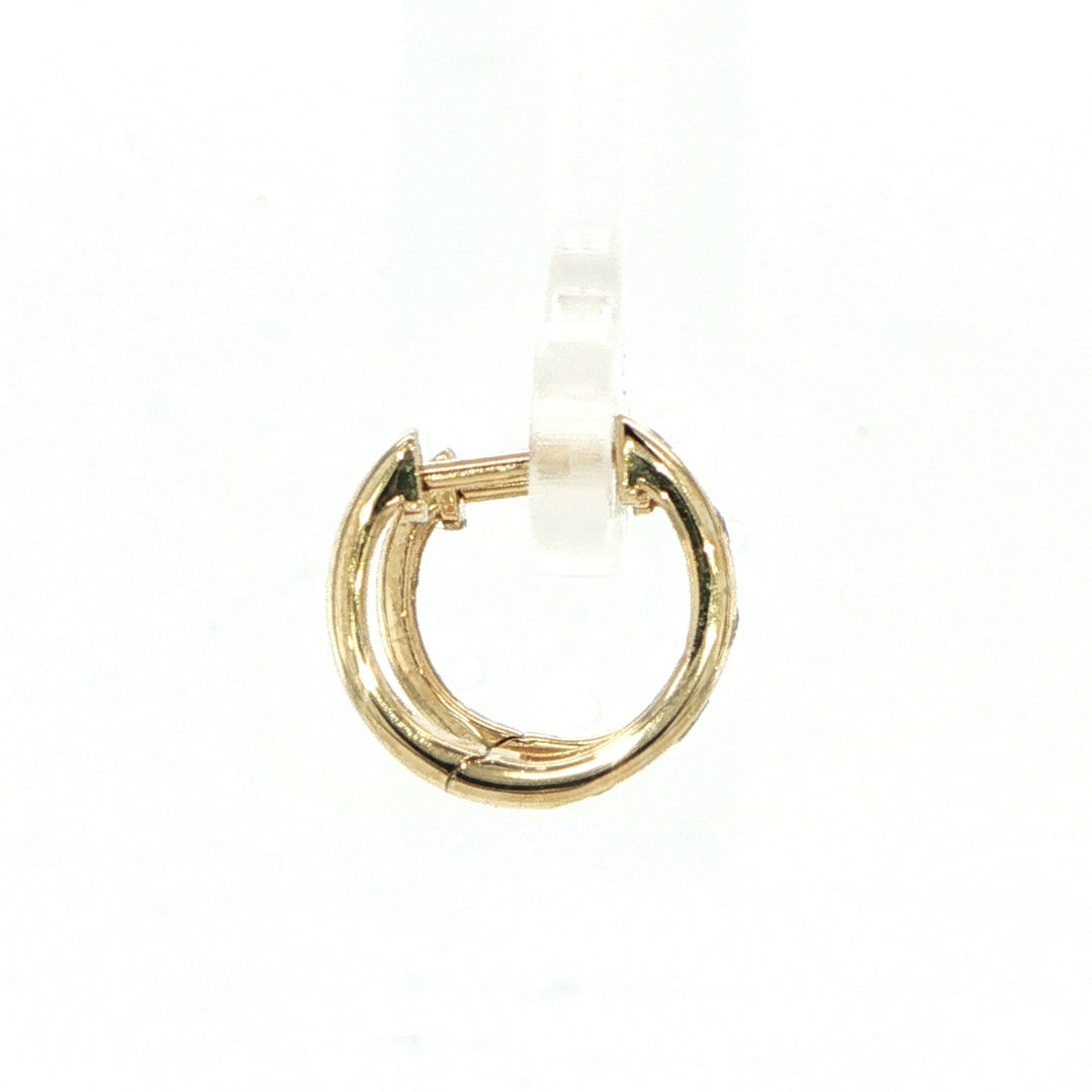 14K Yellow Diamond Huggie Hoop Earrings