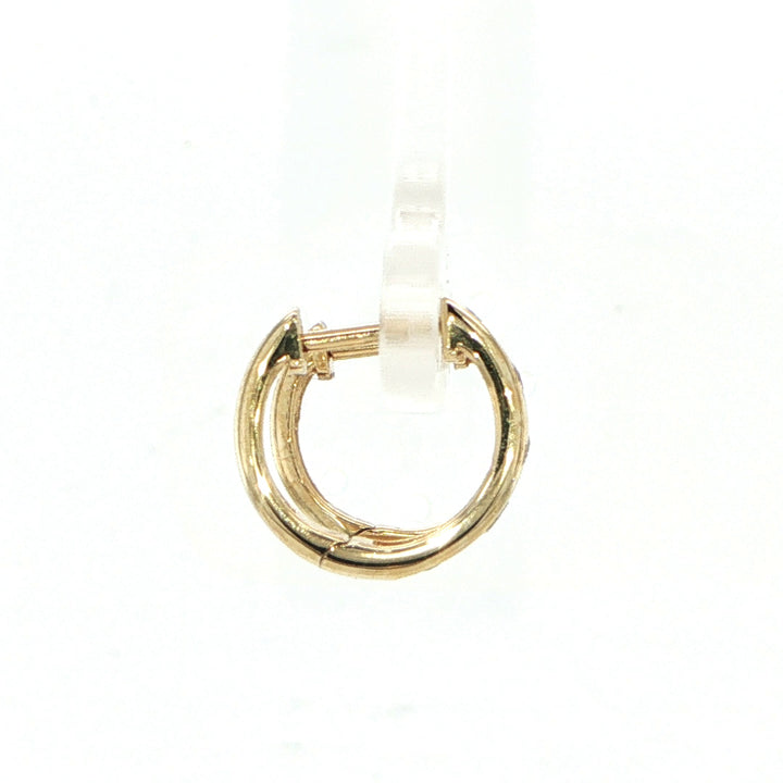 14K Yellow Diamond Huggie Hoop Earrings