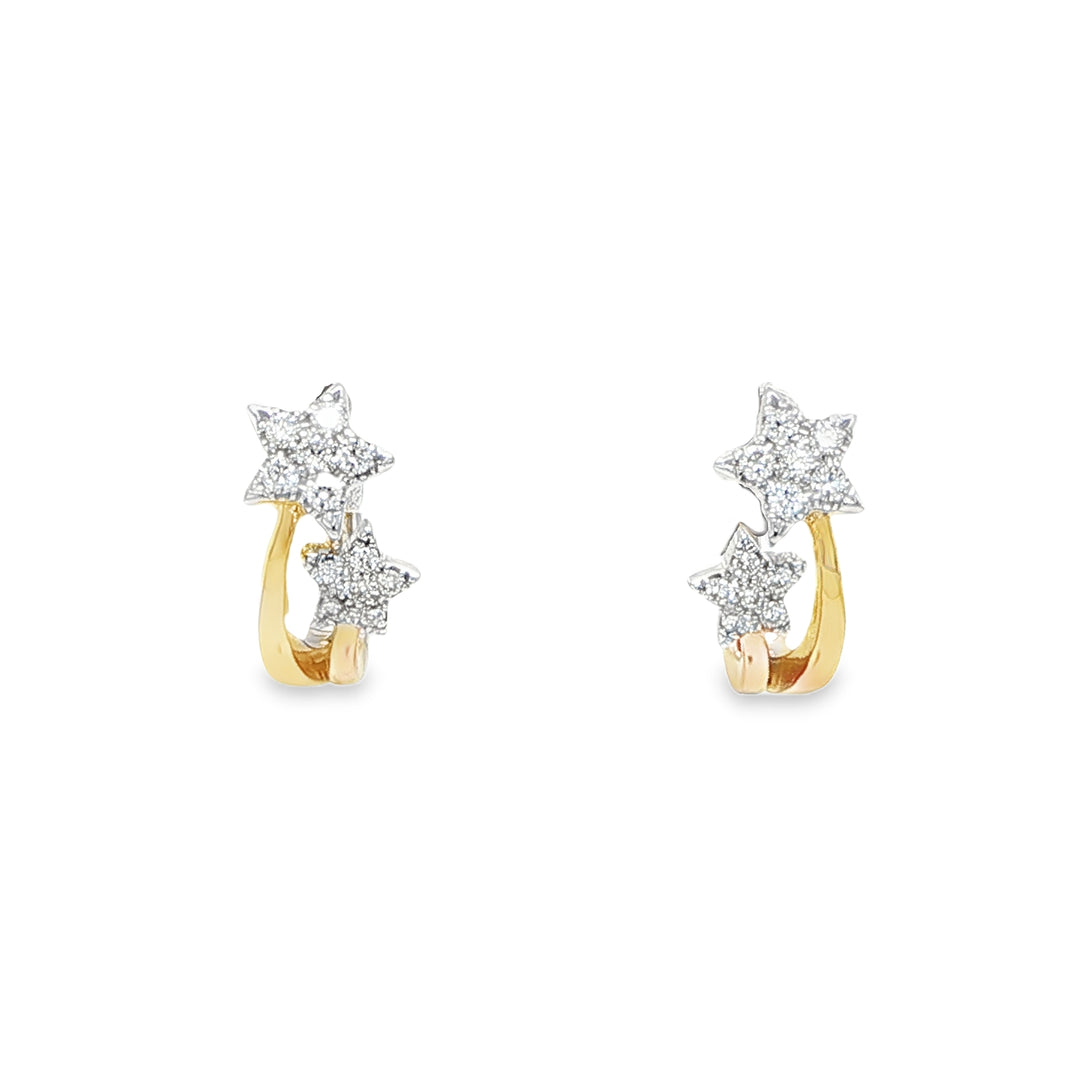 14K Yellow Gold Diamond Star Earrings