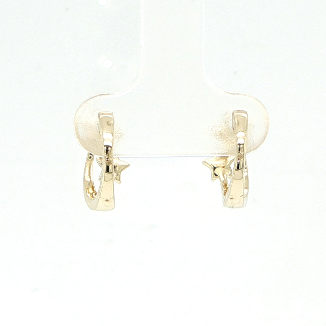 14K Yellow Gold Diamond Star Earrings