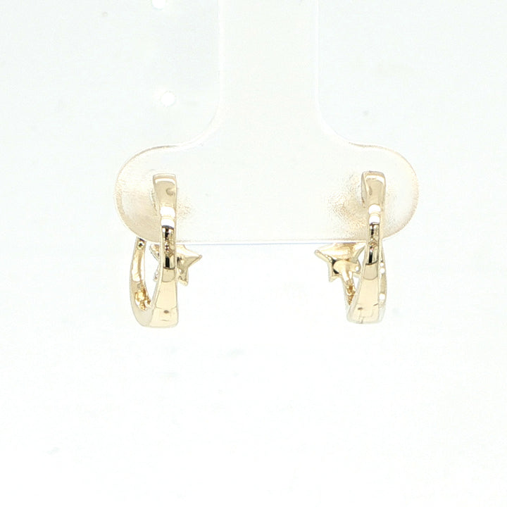 14K Yellow Gold Diamond Star Earrings