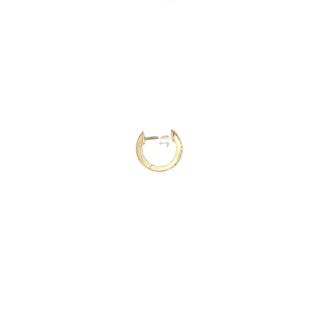 Single 14K Yellow Gold Mini Diamond Hoop Earring