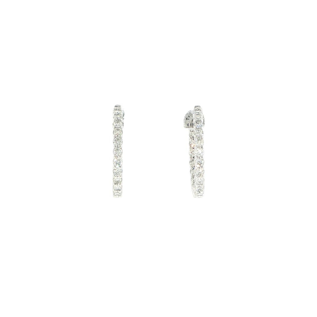 14K White Gold Inside-Out Diamond Hoop Earrings