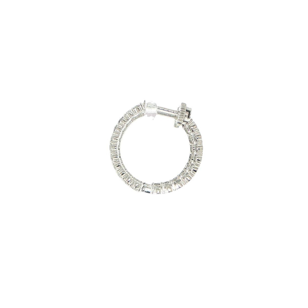 14K White Gold Inside-Out Diamond Hoop Earrings