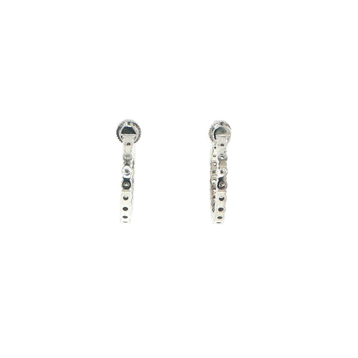 14K White Gold Inside-Out Diamond Hoop Earrings
